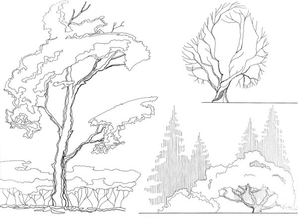 Антураж стаффаж деревья