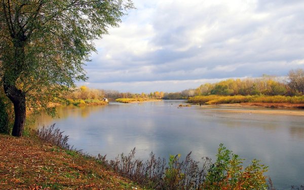 Река Урал в Оренбурге осенью