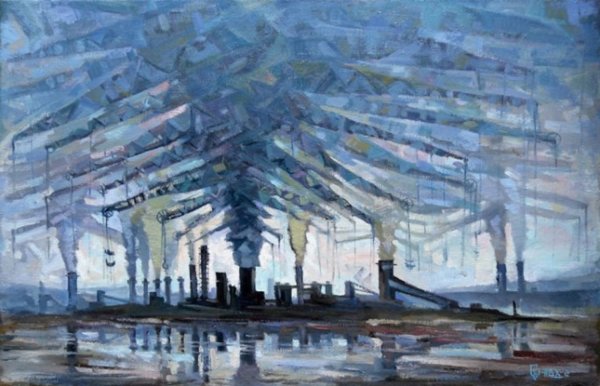 Картина маслом завод