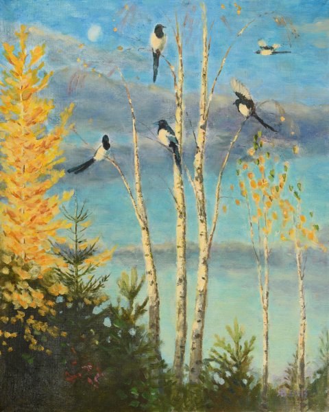 Живопись птицы улетают