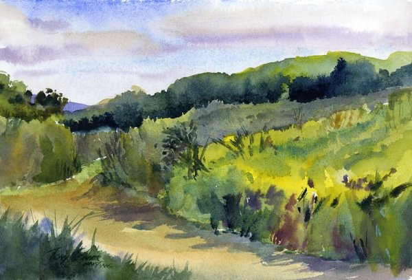 Этюды пейзажей пленэр акварель