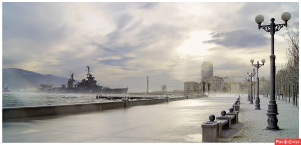 Набережная Новороссийска зимой
