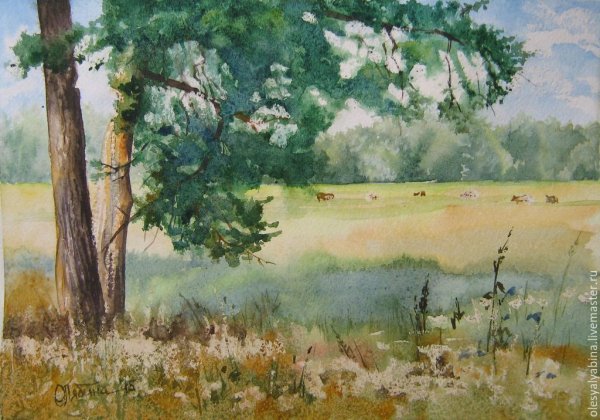 Этюды пленэр акварель лес