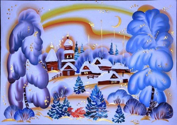 Зимний пейзаж в овале