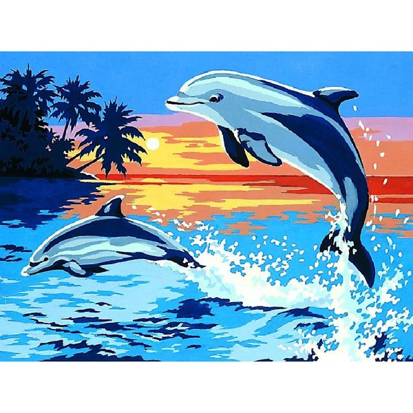 Дельфин в море рисунок