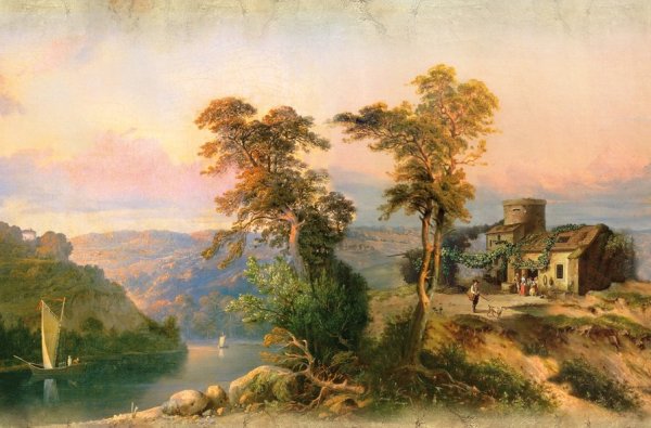 Джордж Баррет "итальянский пейзаж с семьей пастуха в сумерках"