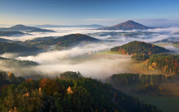 Национальный парк чешская Швейцария туман