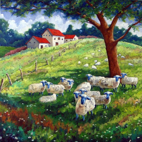 Пейзаж с овечками