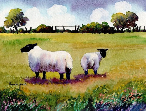 Пейзаж с овечками