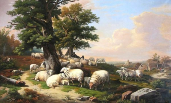 Пейзаж с овечками