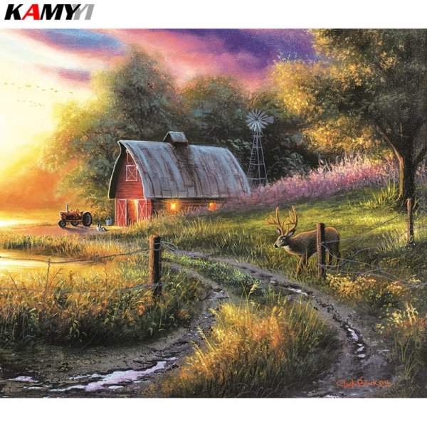 Деревенские пейзажи акрилом