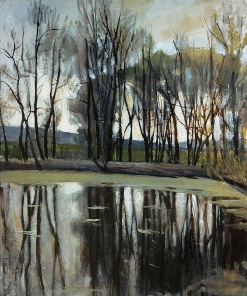 Роспись двойной мазок пейзаж