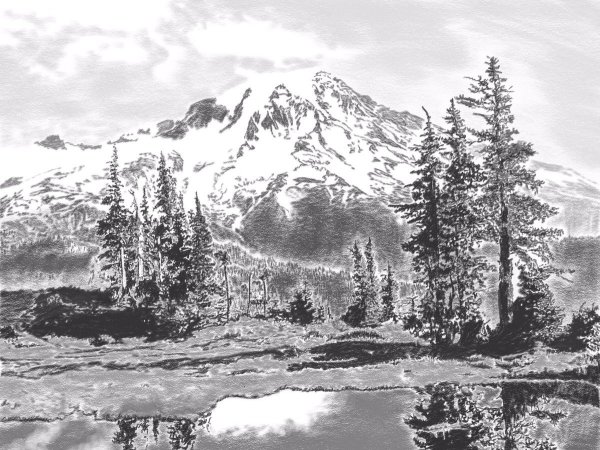 Горы картина карандашом