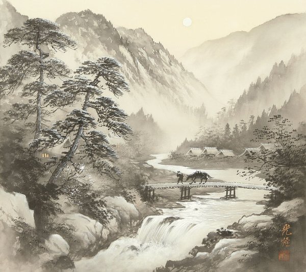 Китайская живопись Шитао Горная река