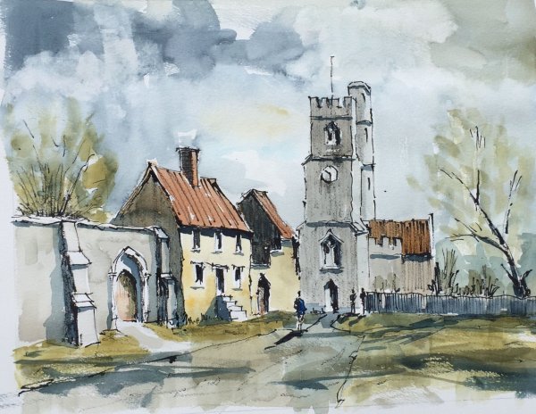 Архитектурный пейзаж карандашом