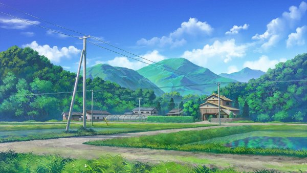 Поле аниме фон Хаяо Миядзаки