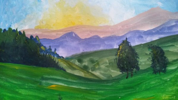 Рисунки гуашью пейзажи