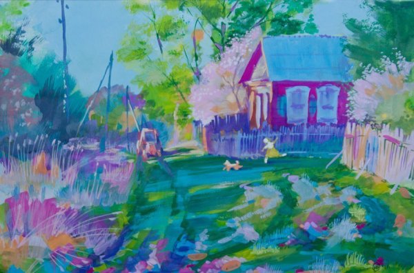 Пейзаж гуашью