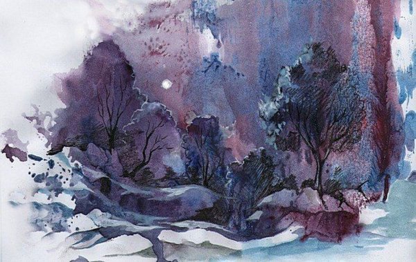 Акварель пейзаж абстракция