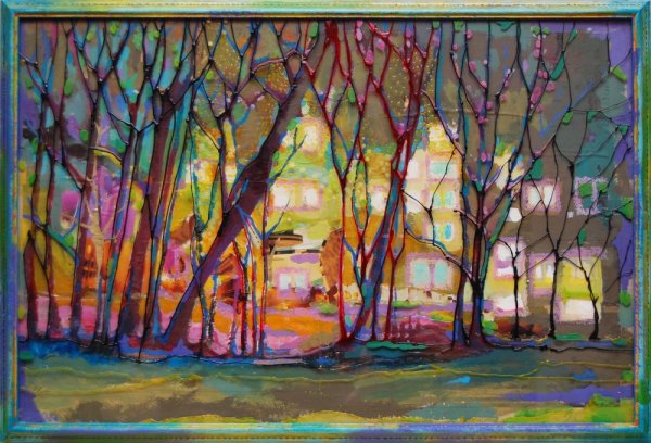 Домик в лесу акварель