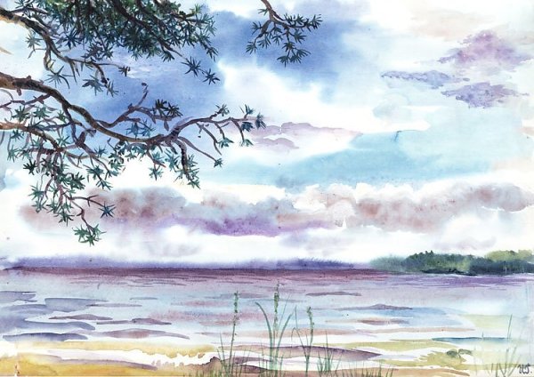 Акварель пейзаж Лидия Дорн