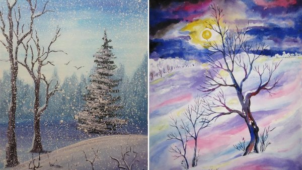 Зима гуашью