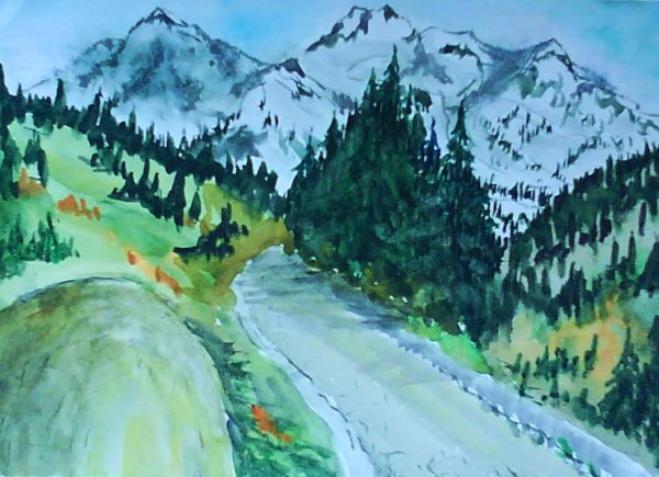 Пейзаж гор простое для 1 класса