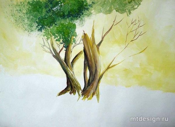 Летний пейзаж гуашью