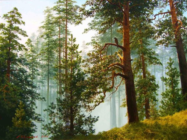 Художник Сергей Басов "пейзаж с озером"