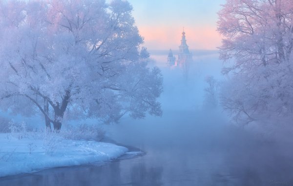 Зимний пейзаж иней