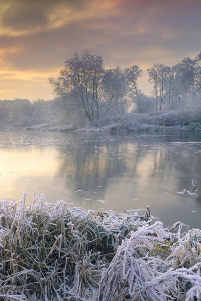 Зима река солнце
