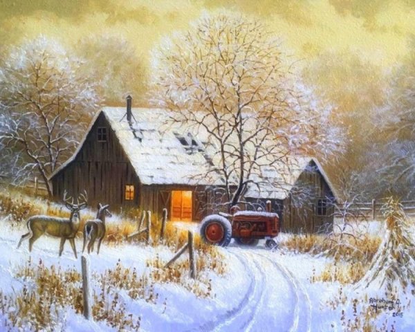 Кузнецов Михаил -акварель, зимний пейзаж