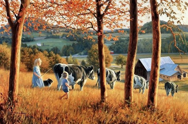 Картины Роберта Дункана деревня лето