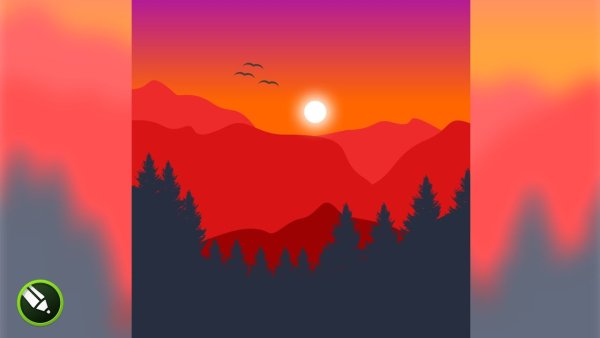 Пейзаж в кореле