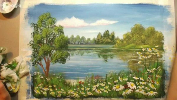 Рисование осень отражение в воде