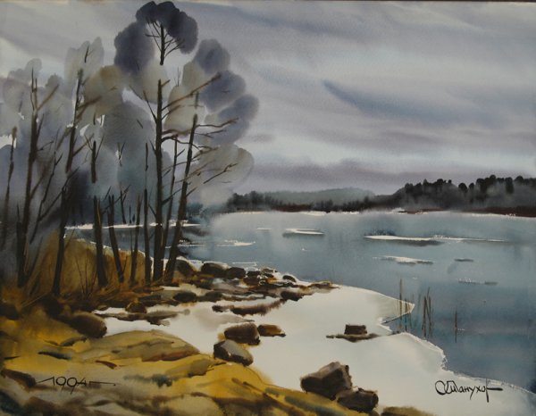 Городские окраины акварелью