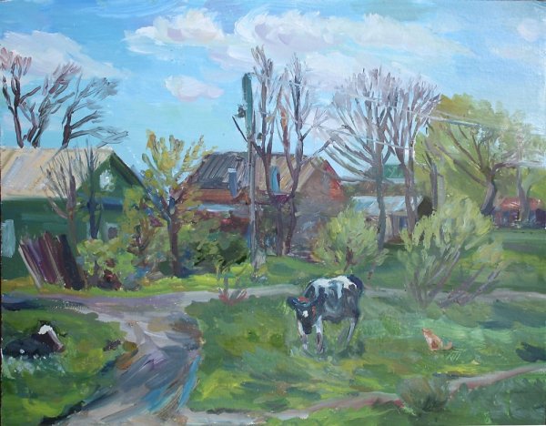 Картина Цыплакова деревенский пейзаж