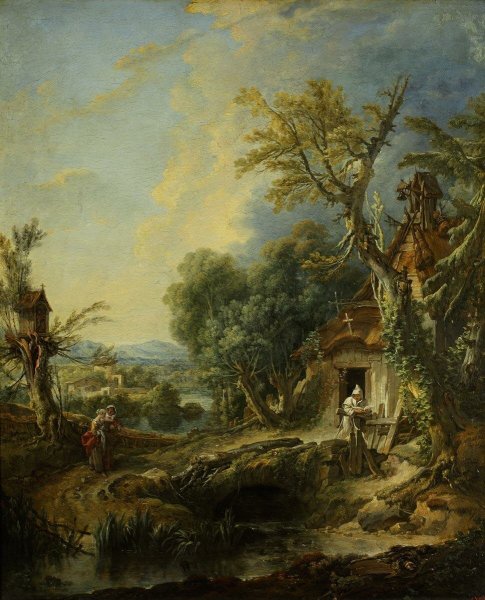 Франсуа Буше пейзаж с отшельником