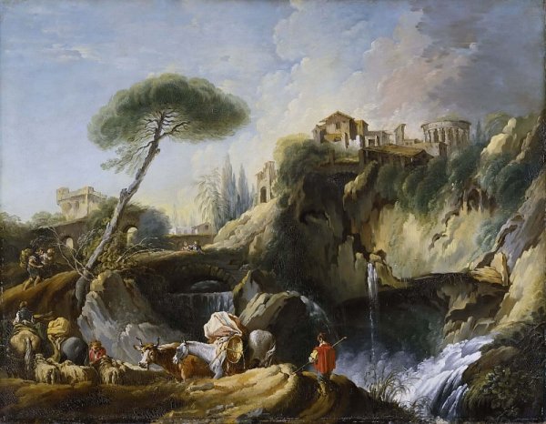 Пейзаж с рыбаком и его друзьями Франсуа Буше