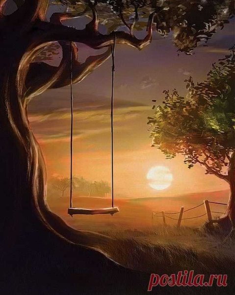 Пейзаж с качелями