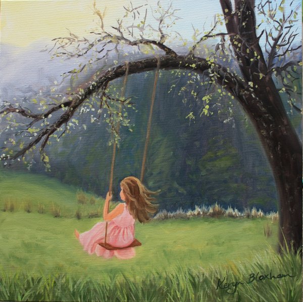 Девушка на качелях картина