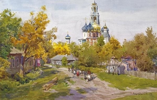 Акварельные пейзажи Андрияки река