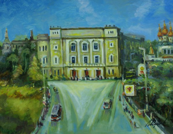 Мост влюблённых акварелью Тюмень