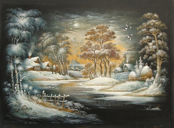 Палехская роспись пейзаж