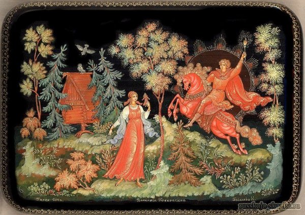 Палехская шкатулка тройка