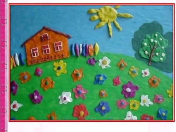 Деревенский двор из пластилина