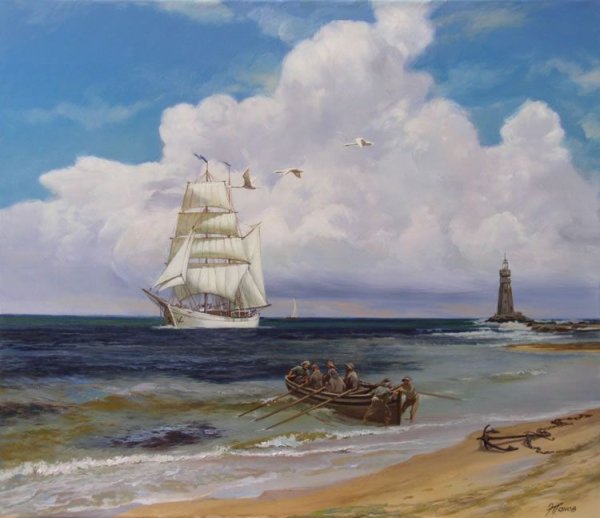 Море, яхта, Парус... Художник Юшкевич Виктор