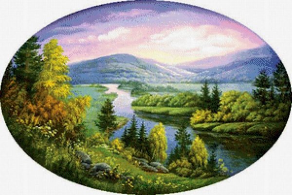 Круглые картины живопись пейзаж