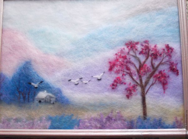 Живопись шерстью пейзаж