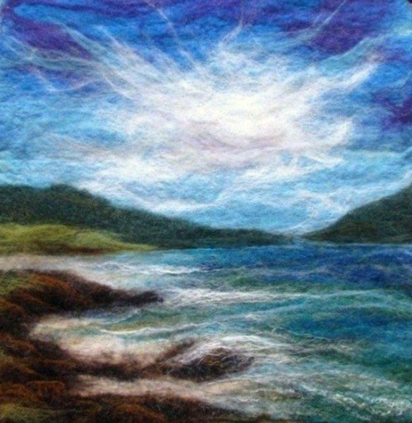 Пейзаж валяние из шерсти